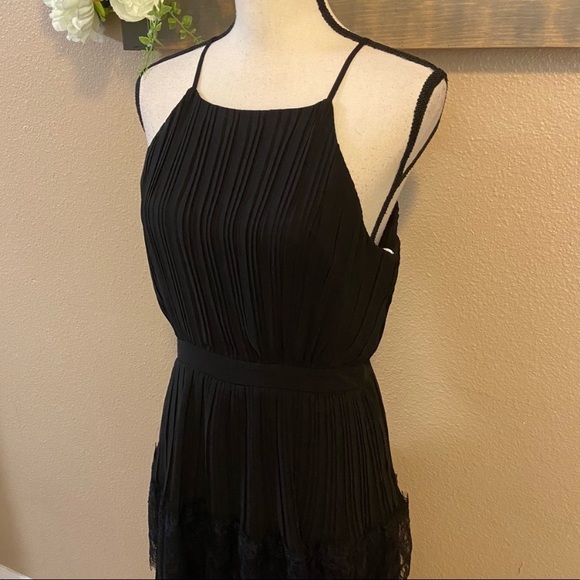 NWOT Lulus Came For Cocktails Black Pleated Tiered Lace Maxi Dress - Picture 6 of 16